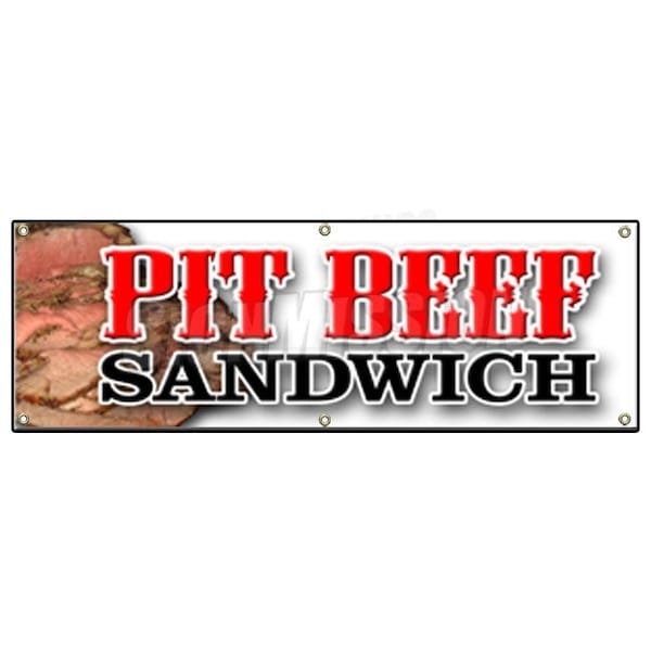PIT BEEF SANDWICH BANNER SIGN bbq smoked meat beef grilled restaurant